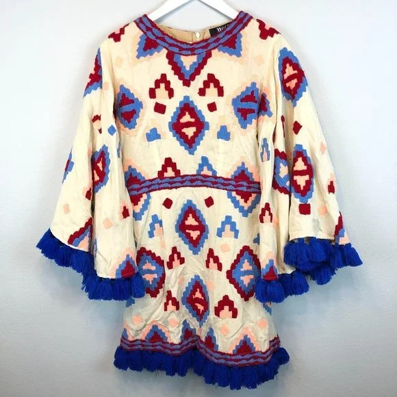 All Things Mochi Isula Embroidered Tassel Dress sz S - Picture 1 of 8